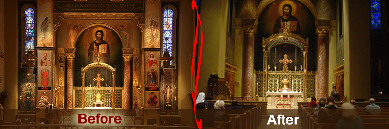 Church of Our Saviour in NYC before new pastor removed 14 of 30 icons without notice or explanation.
