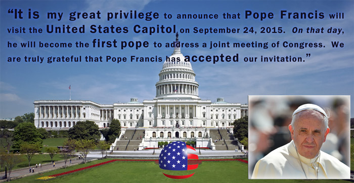 Pope Francis to Address a Joint Meeting of Congress in September