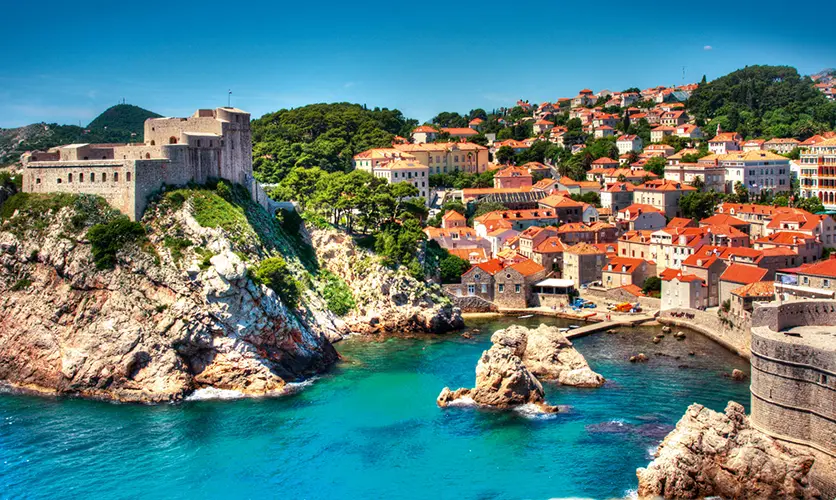 Historic walled city of Dubrovnik on the Adriatic coast