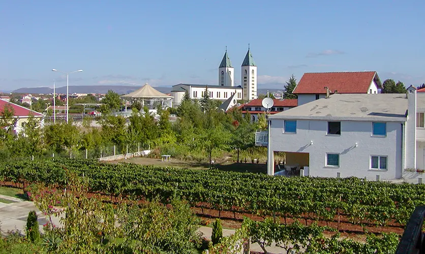 Exterior of St. James Church (Crkva sv. Jakova), the parish church of Medjugorje