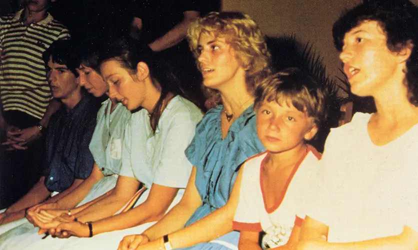 The Medjugorje visionaries at the site of the apparitions