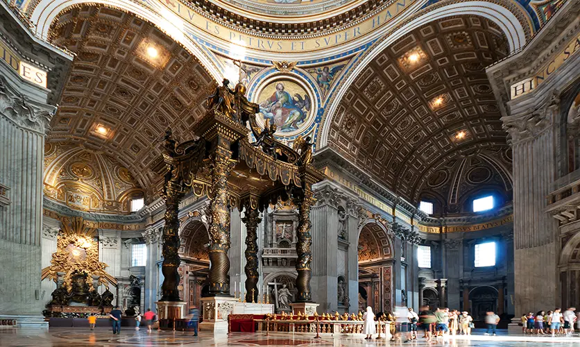 Bernini's bronze Baldacchino inside St. Peter's Basilica