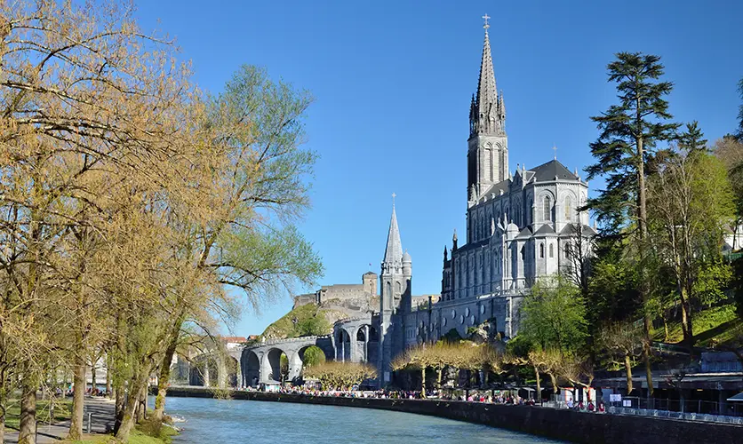 The Marian shrine of Lourdes in the foothills of the French Pyrénées