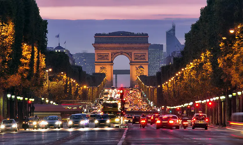 The Arc de Triomphe on the Champs-Élysées in Paris
