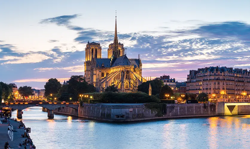 The Cathedral of Notre-Dame de Paris along the Seine