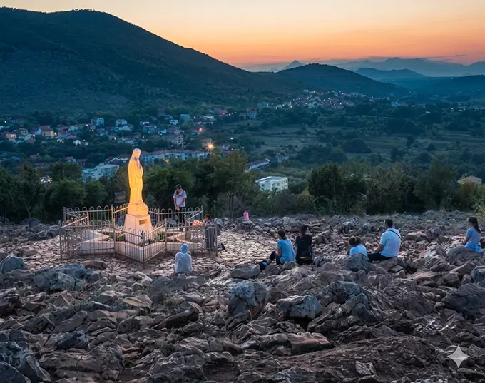 Apparition Hill — known locally as Podbrdo — rises above the village of Medjugorje in Bosnia and Herzegovina.