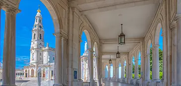 Basilica of Our Lady of the Rosary at Fatima with its limestone façade and bell tower