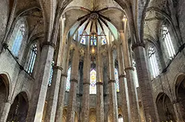 Interior of the Basilica of Santa Maria del Mar, the Catalan Gothic church where Saint Ignatius of Loyola attended Mass, Barcelona