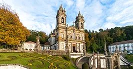 Baroque pilgrim stairway leading to the church at Bom Jesus do Monte, Braga