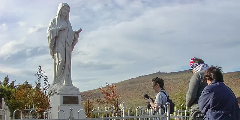 The statue of the Queen of Peace on Apparition Hill (Podbrdo)
