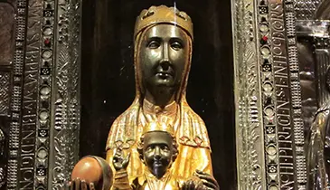 The Black Madonna of Montserrat holding the orb, Catalonia's venerated statue of Our Lady, Spain