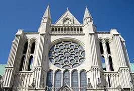 The Gothic spires of Chartres Cathedral, home of the Sancta Camisa — the Holy Tunic of Mary