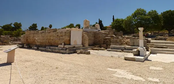 The Bema judgment platform in ancient Corinth, Greece, where St. Paul was brought before the proconsul Gallio