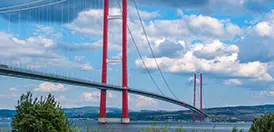 The Çanakkale 1915 Bridge spanning the Dardanelles strait between Europe and Asia, Turkey
