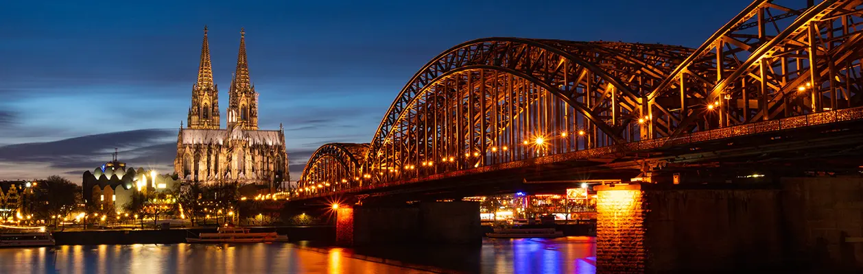 Cologne Cathedral and the Hohenzollern Bridge over the Rhine, Germany
