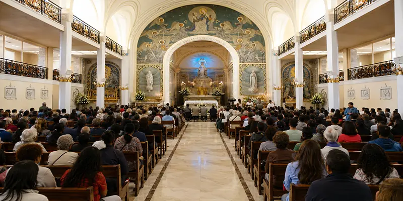 Celebrating the Eucharist at Rue du Bac in France.