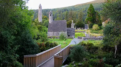 The monastic site of Glendalough, founded by St. Kevin