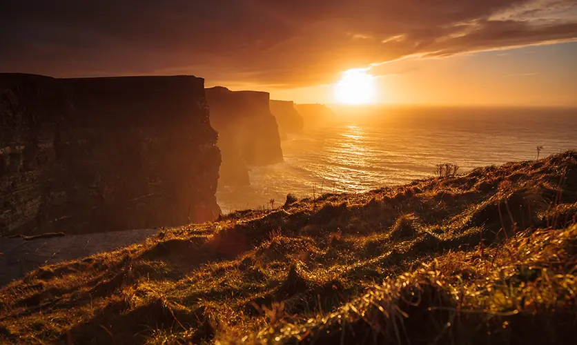 The Cliffs of Moher towering above the Atlantic along the County Clare coastline