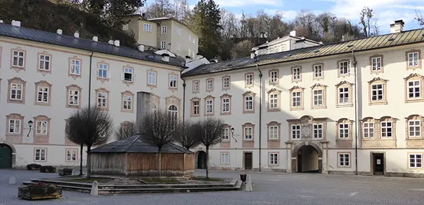 The courtyard of St. Peter's Abbey (Stift St. Peter) in Salzburg, Austria
