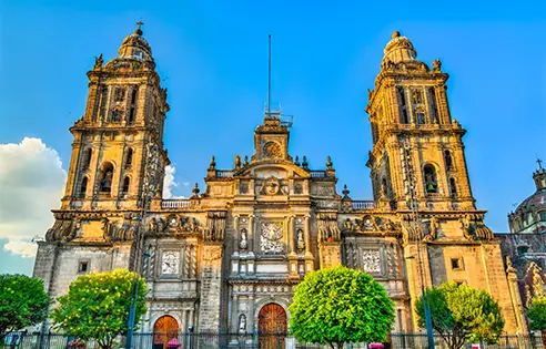 The Metropolitan Cathedral of Mexico City, seat of the Archdiocese and a Mass site on Tekton pilgrimages