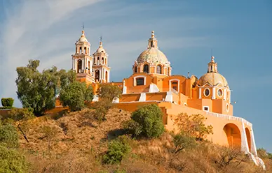 The Sanctuary of Our Lady of Remedies crowning the Great Pyramid of Cholula, Puebla